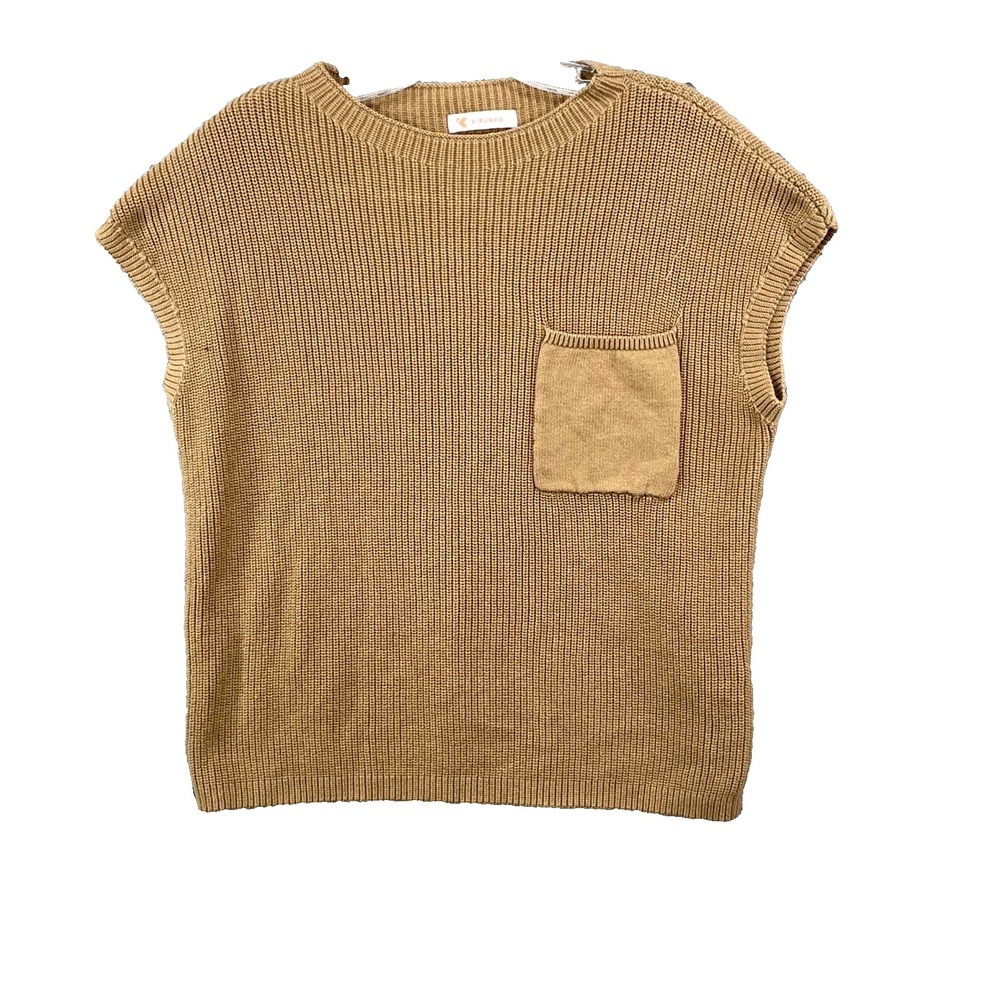 KIRUNDO Knit Sweater Vest Womens Large Brown Cotton Boho Preppy Corpore Outdoor‎